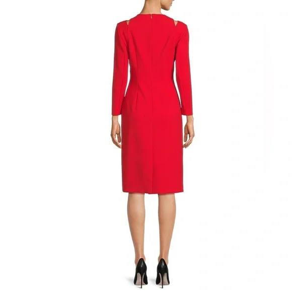 HUGO BOSS Dadeka Slim-fit Long-Sleeved Dress Cut-Out Details Black 12 NEW $495 - Picture 3 of 3